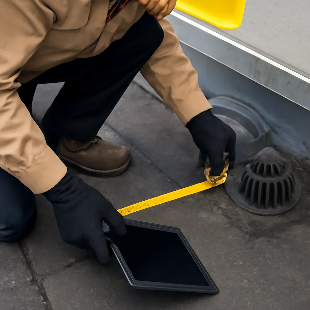 Close assessment of details connected to annual commercial roof maintenance inspection
