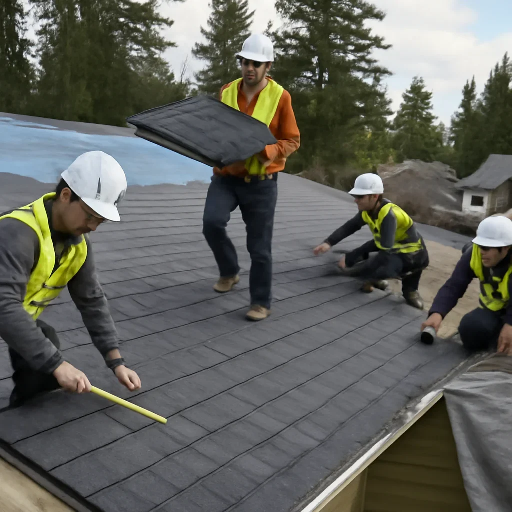 Organized work process for asphalt shingle roofing