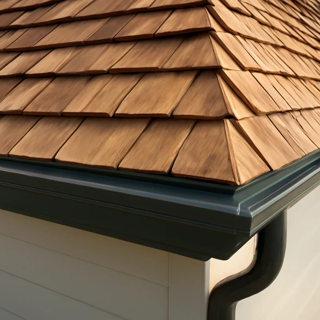 Completed roofing detail associated with cedar shake roofing