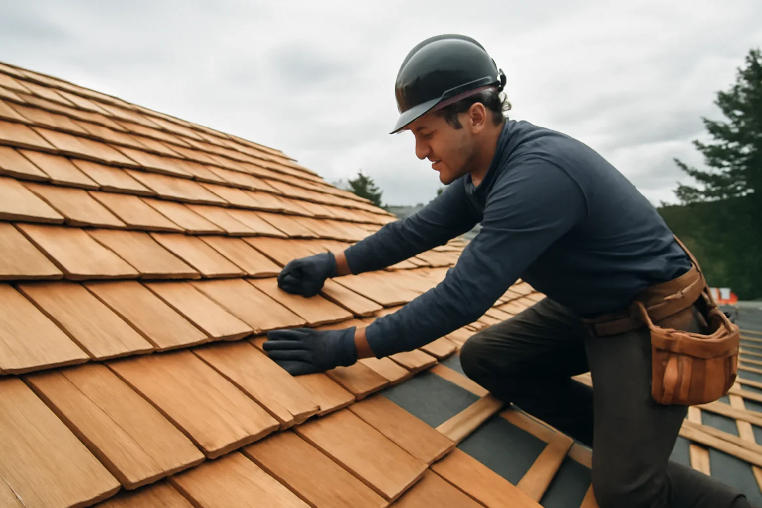 Professional roofing work related to cedar shake roofing