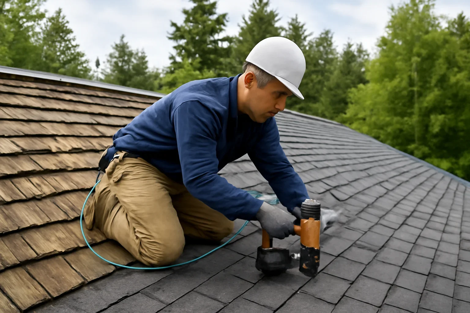 Professional roofing work related to cedar-to-asphalt roof conversion