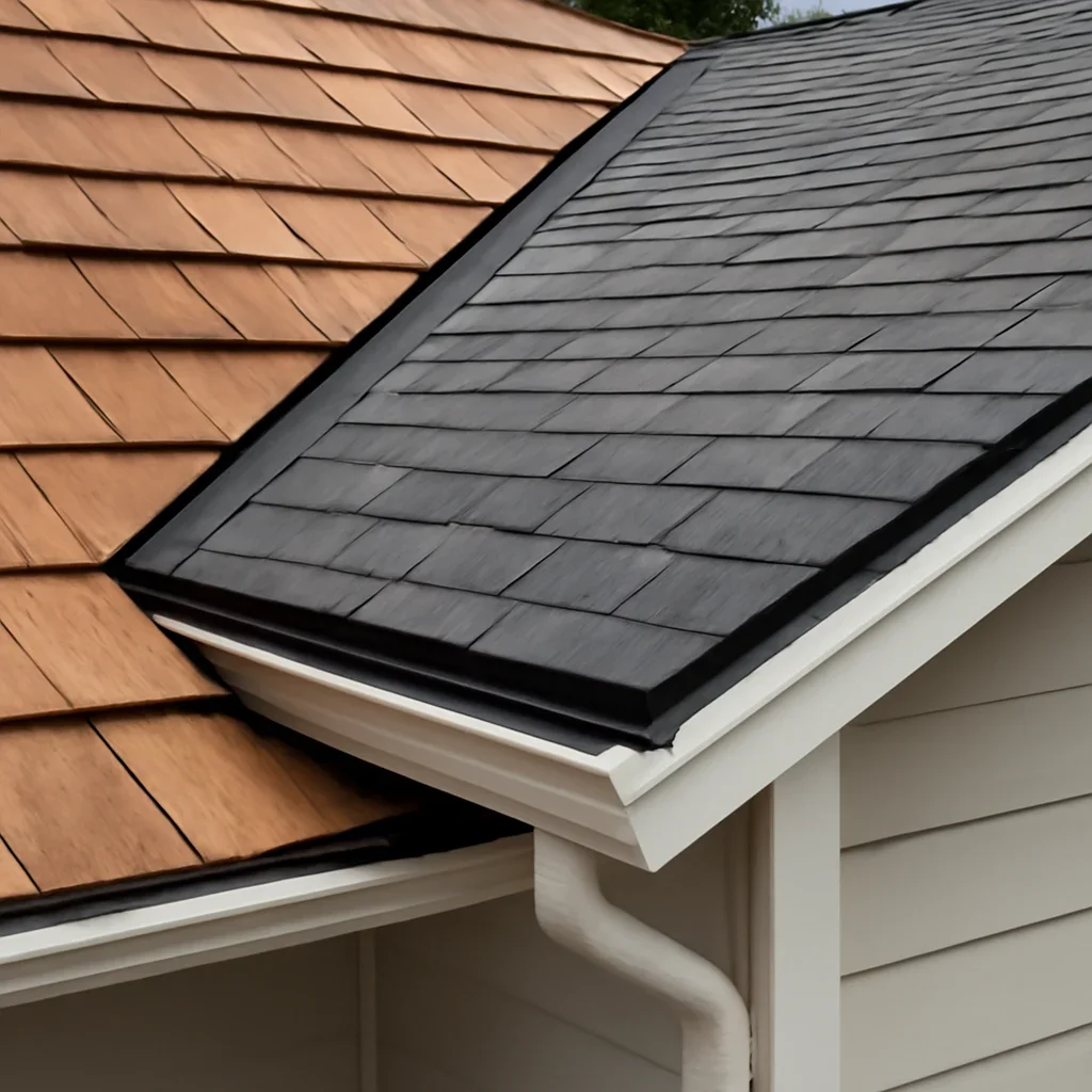Completed roofing detail associated with cedar-to-asphalt roof conversion
