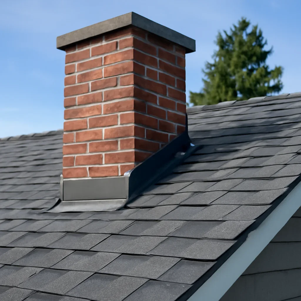 Completed roofing detail associated with chimney flashing problems: repair or replacement?