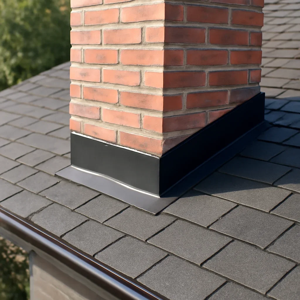 Completed roofing detail associated with chimney flashing repair