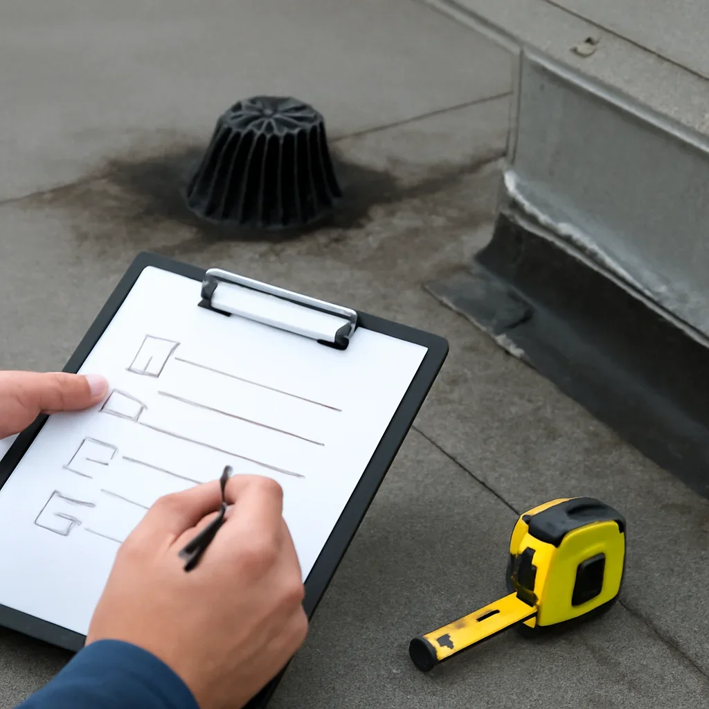 Close assessment of details connected to commercial flat-roof maintenance checklist
