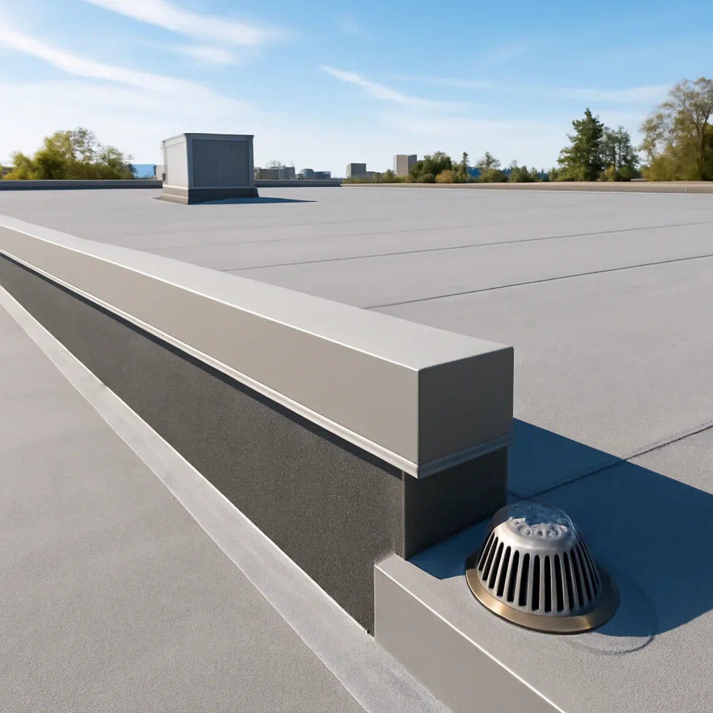 Completed roofing detail associated with commercial flat-roof maintenance checklist