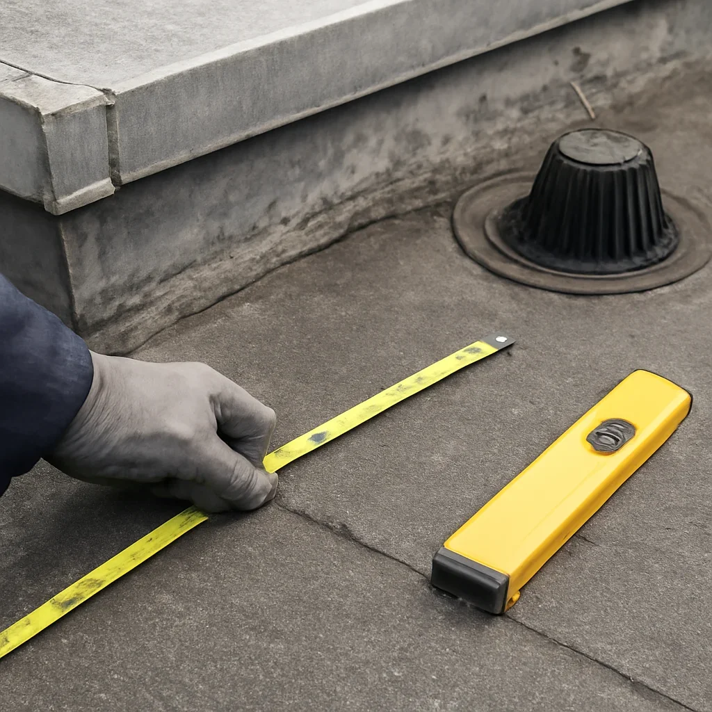 Close assessment of details connected to commercial flat-roof repair