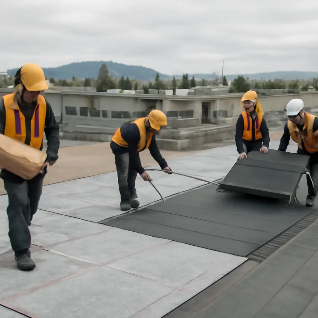 Organized work process for roofing for commercial property owners