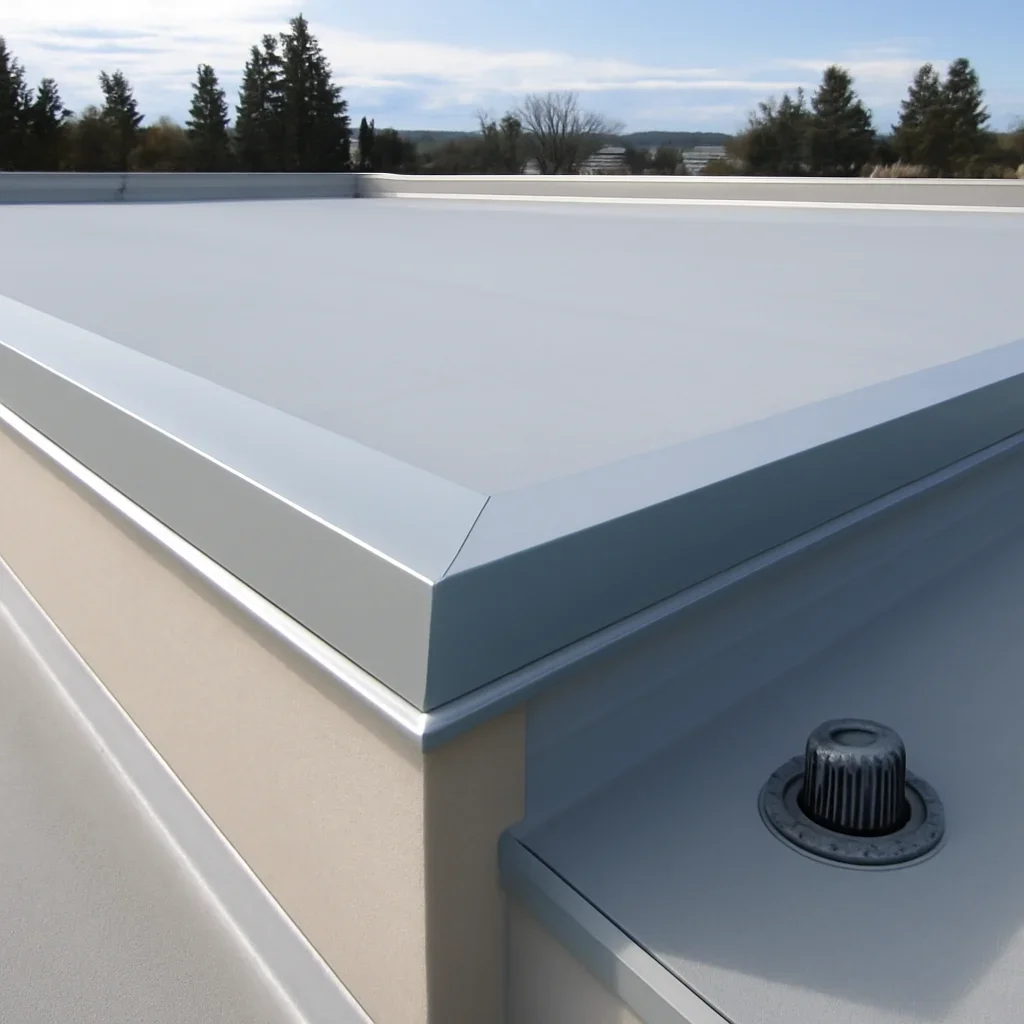 Completed roofing detail associated with commercial roof replacement