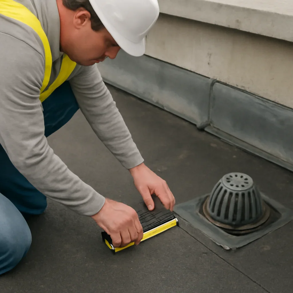 Close assessment of details connected to commercial roofing