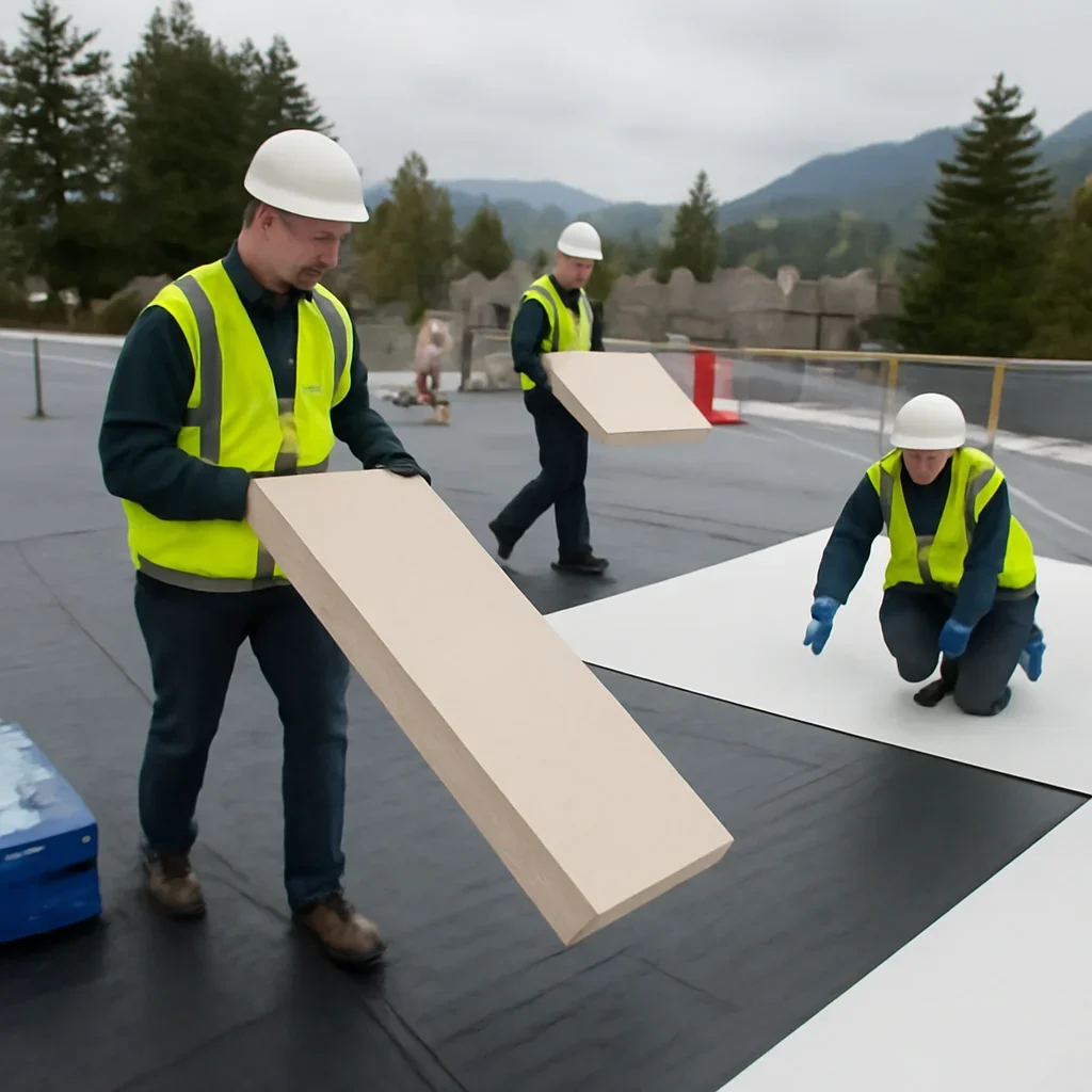 Organized work process for commercial roofing