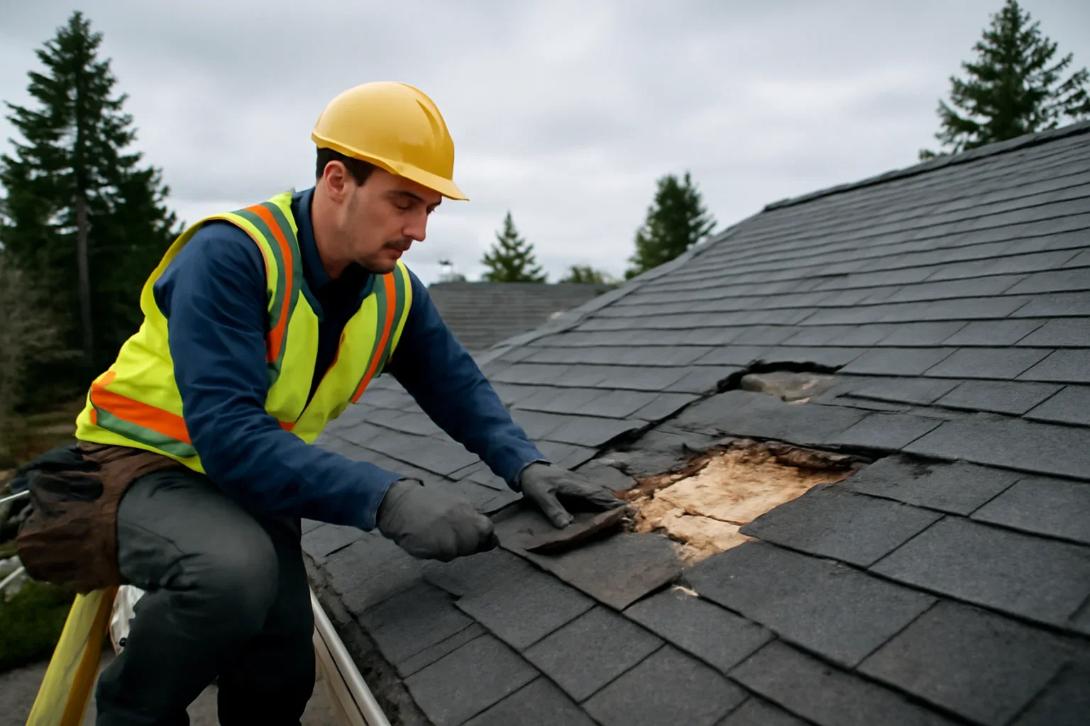 Professional roofing work related to emergency roof repair