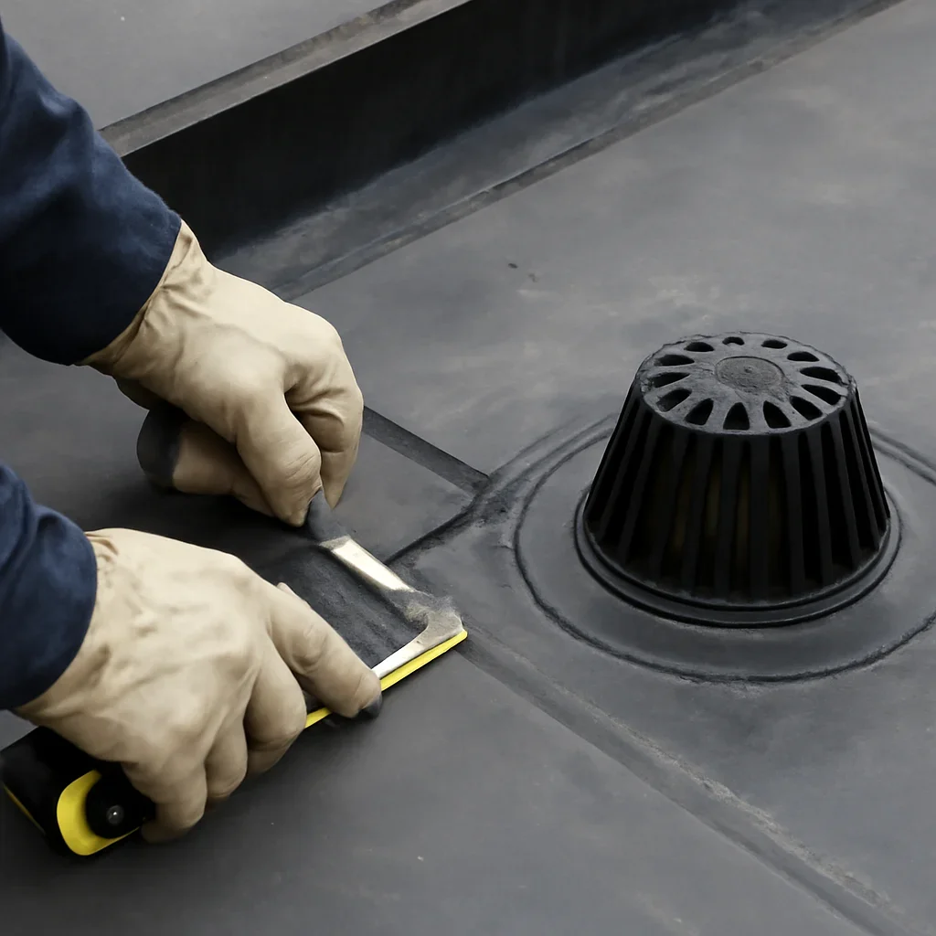 Close assessment of details connected to epdm roofing