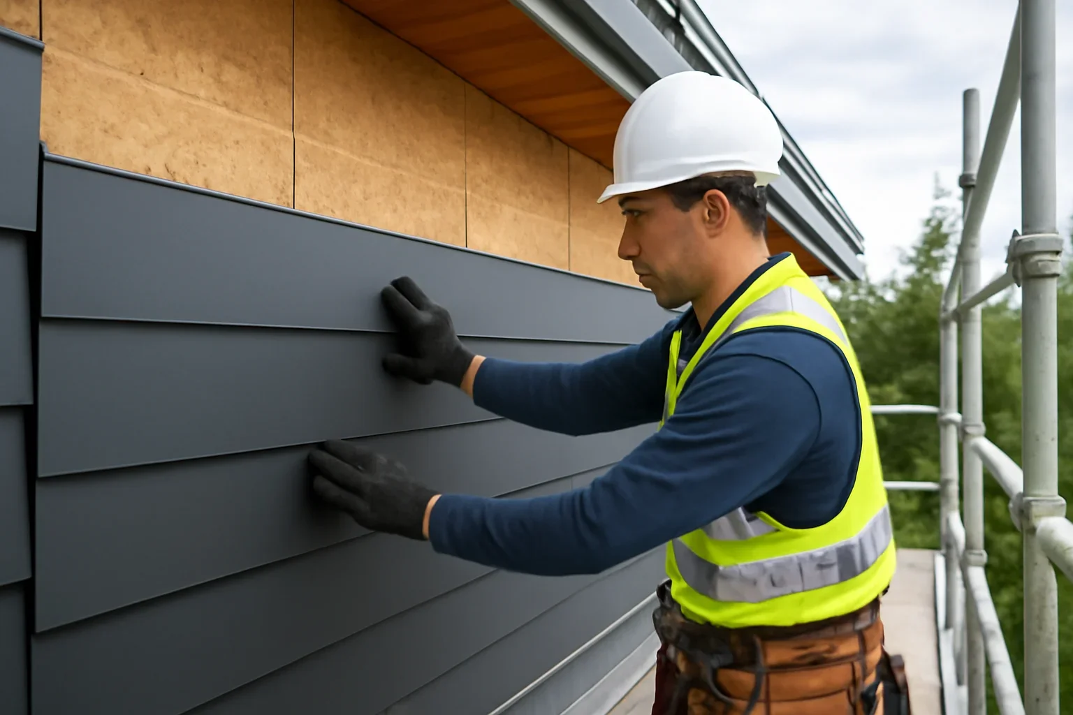 Professional roofing work related to exterior cladding