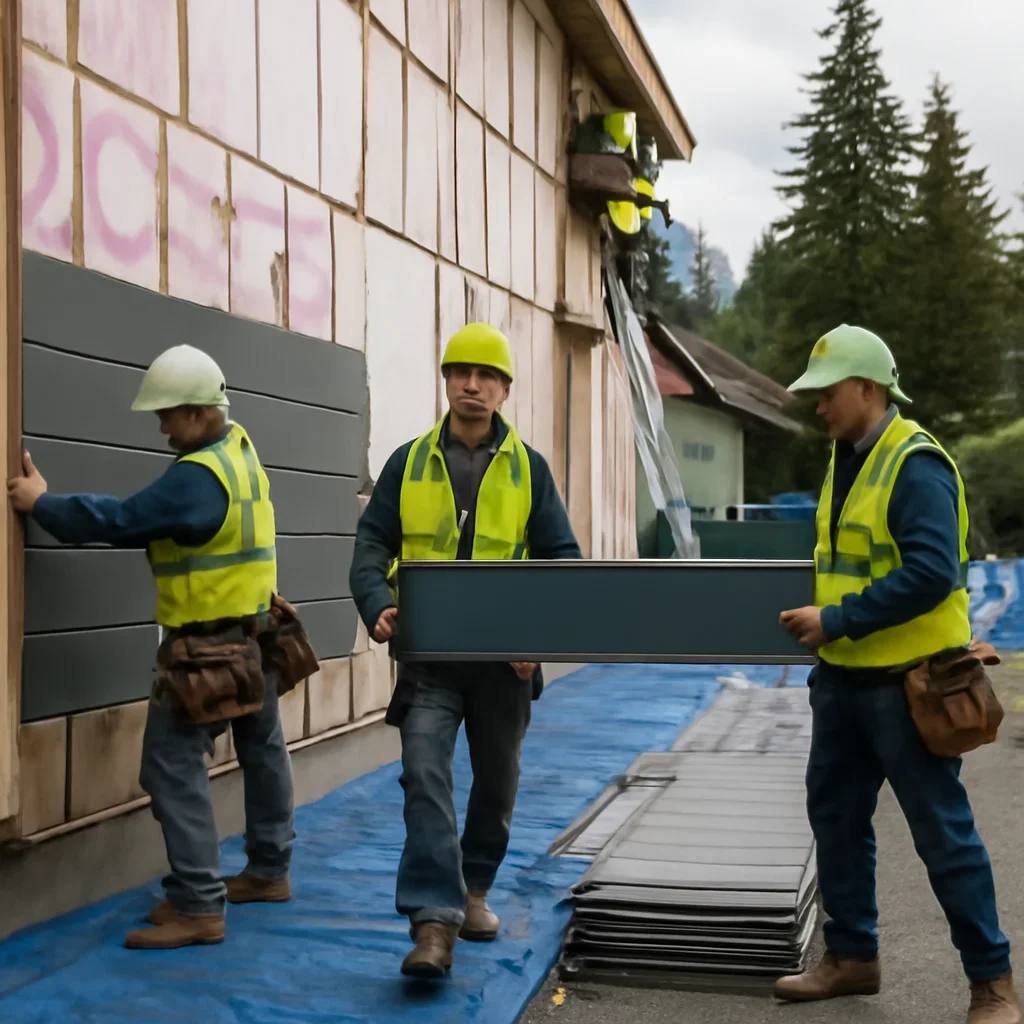 Organized work process for exterior cladding
