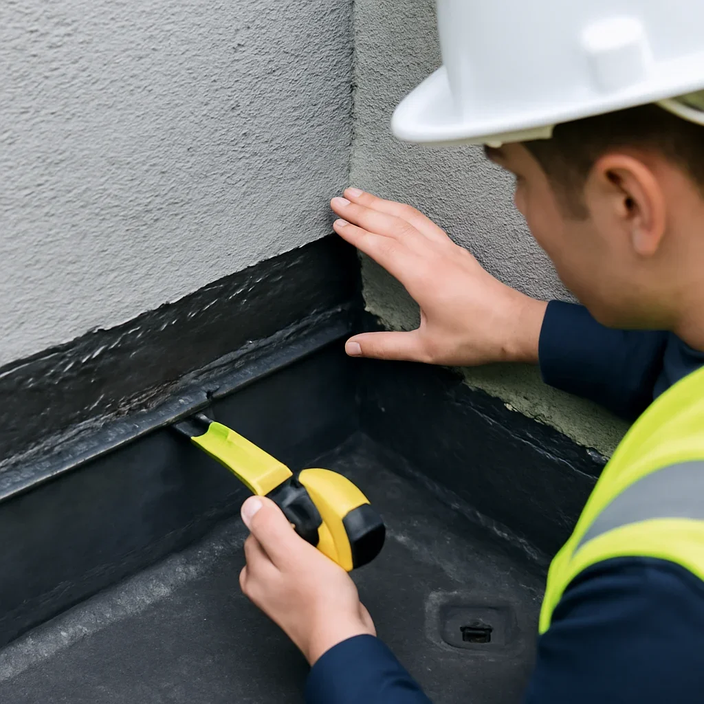 Close assessment of details connected to exterior waterproofing