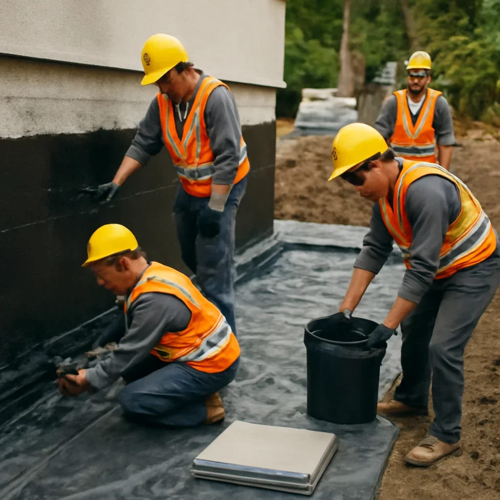 Organized work process for exterior waterproofing