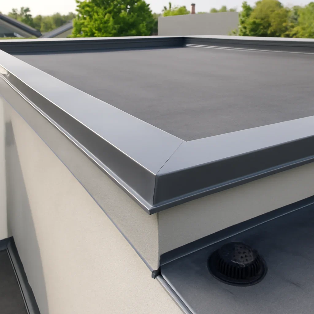 Completed roofing detail associated with flat-roof repair in vancouver, b.c.