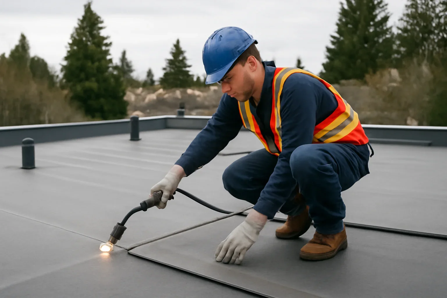 Professional roofing work related to flat roofing