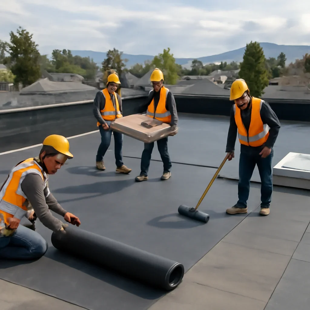Organized work process for flat roofing projects