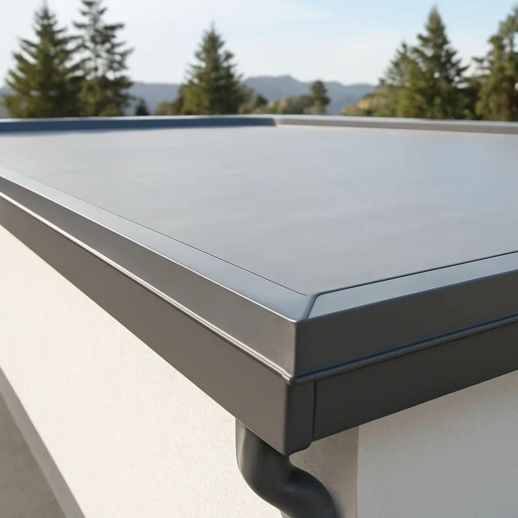 Completed roofing detail associated with flat roofing systems