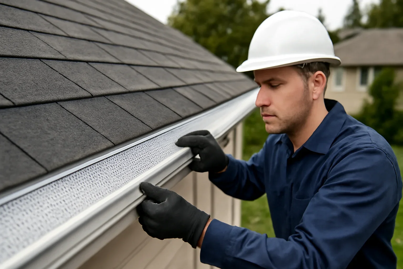 Professional roofing work related to gutter guards