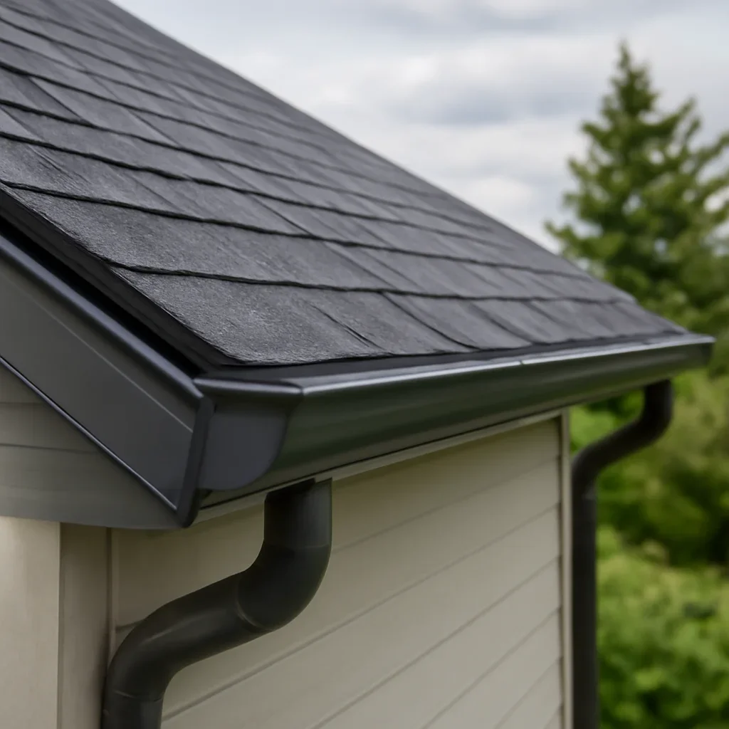 Completed roofing detail associated with how roof drainage should be designed for heavy rain
