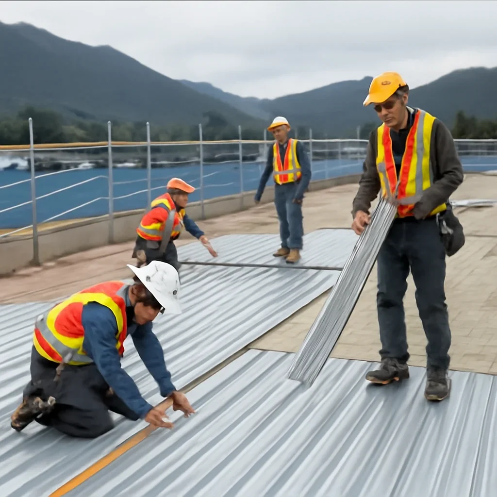 Organized work process for industrial roofing
