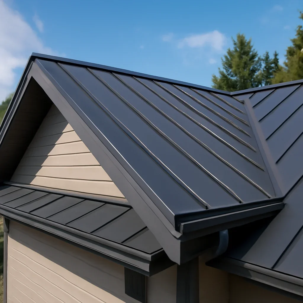 Completed roofing detail associated with metal-roof installation
