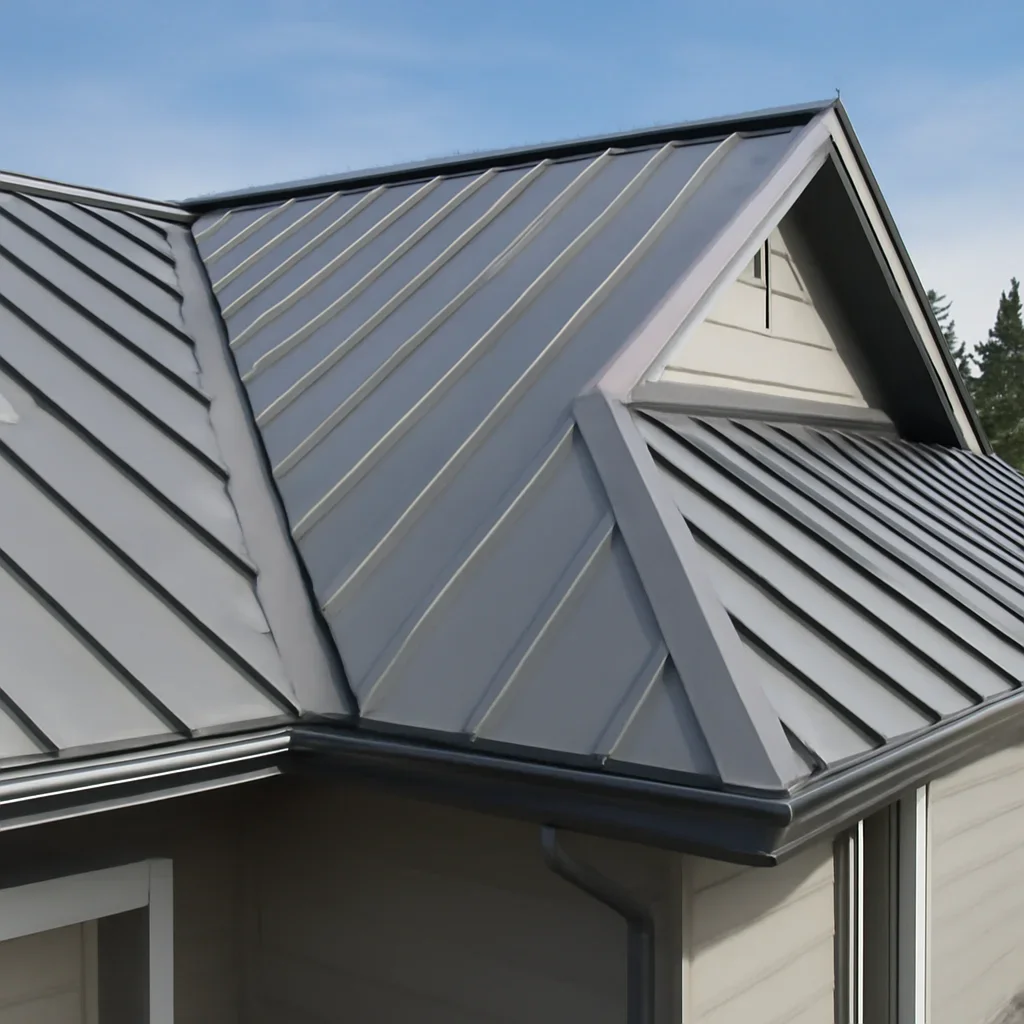 Completed roofing detail associated with metal roofing