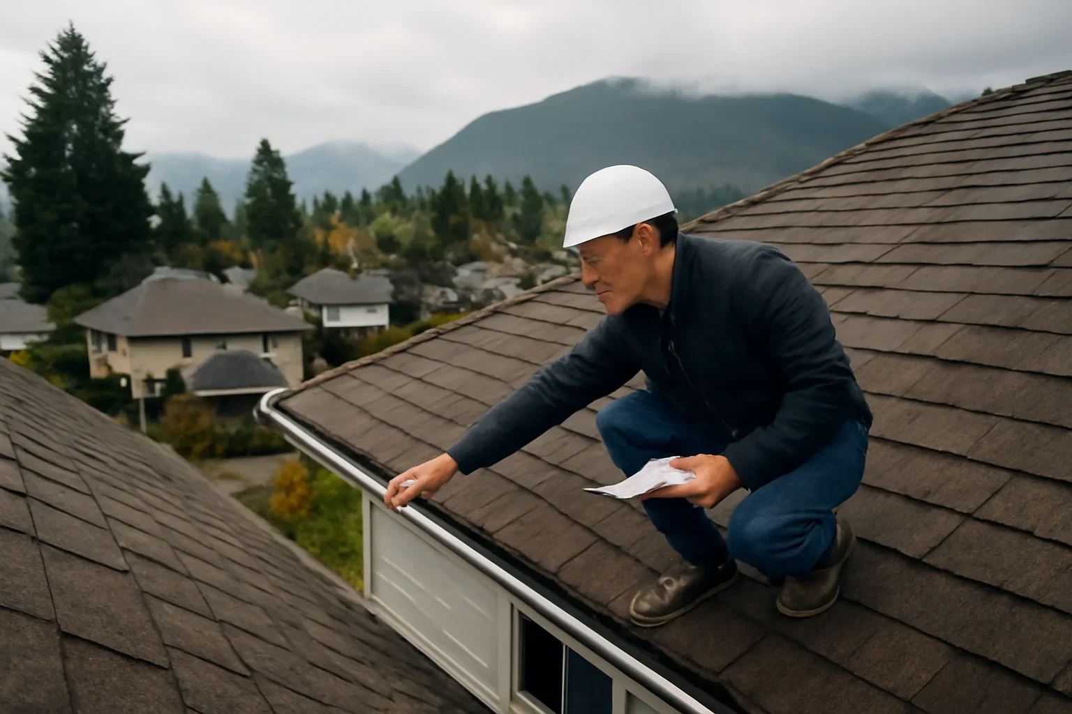Roofing assessment at a North Vancouver property