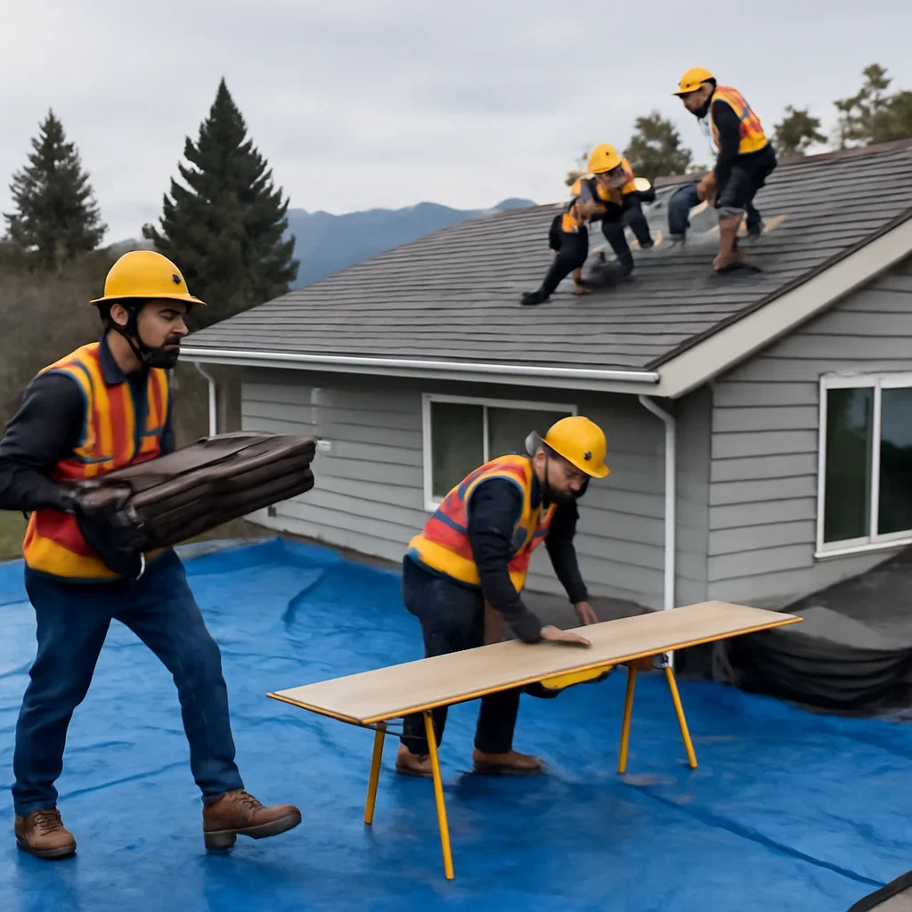 Organized work process for residential roofing projects