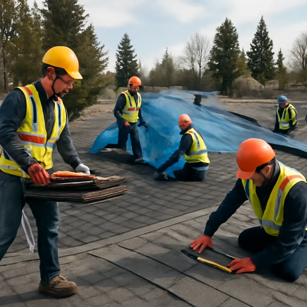 Organized work process for roofing for restoration companies
