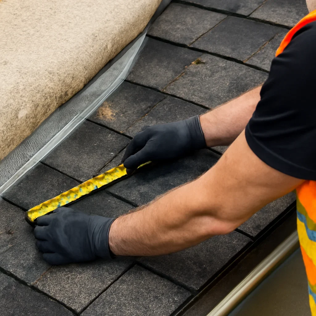 Close assessment of details connected to roof cleaning