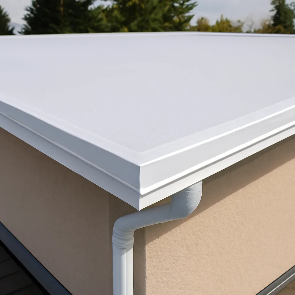 Completed roofing detail associated with roof coatings