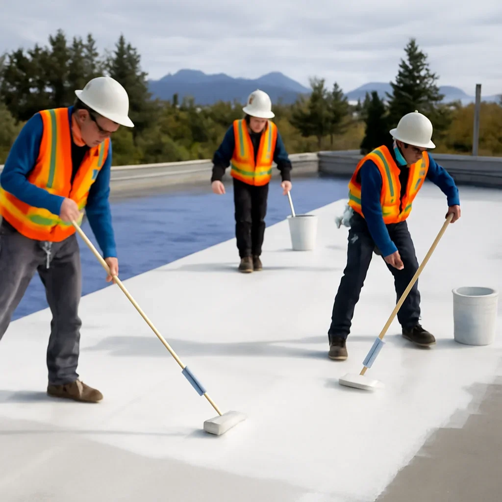 Organized work process for roof coatings