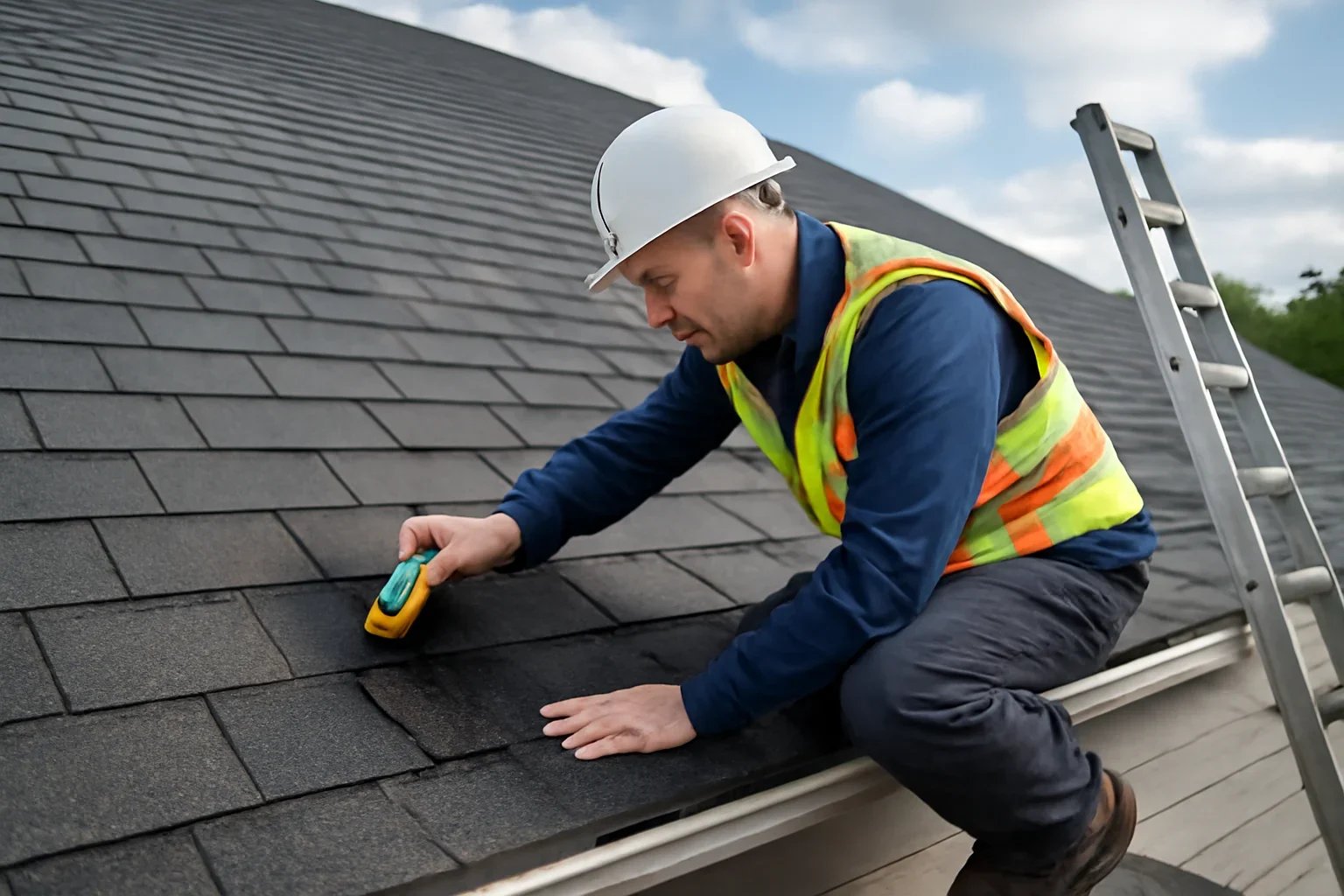 Professional roofing work related to roof leak detection