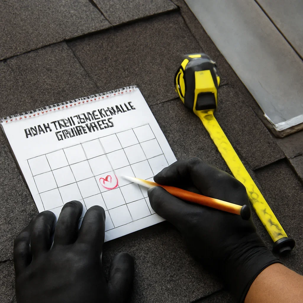 Close assessment of details connected to roof maintenance calendar