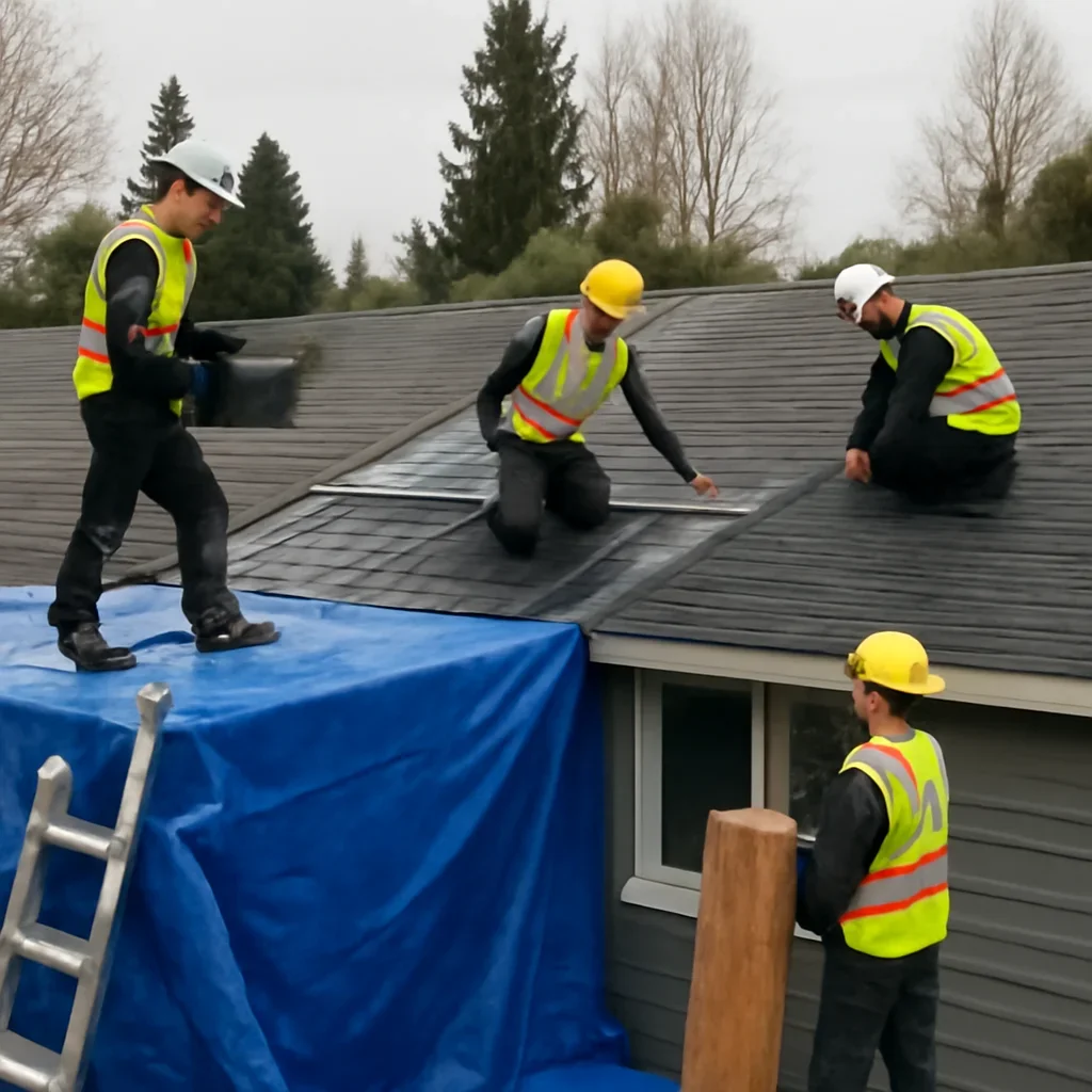 Organized work process for roof repair in langley, b.c.