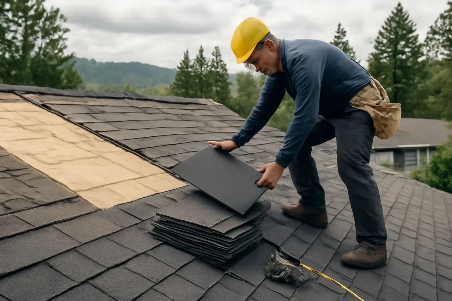 Professional roofing work related to roof replacement