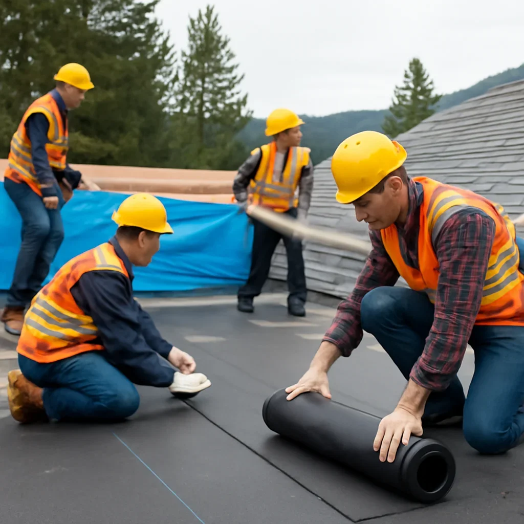 Organized work process for roofing services