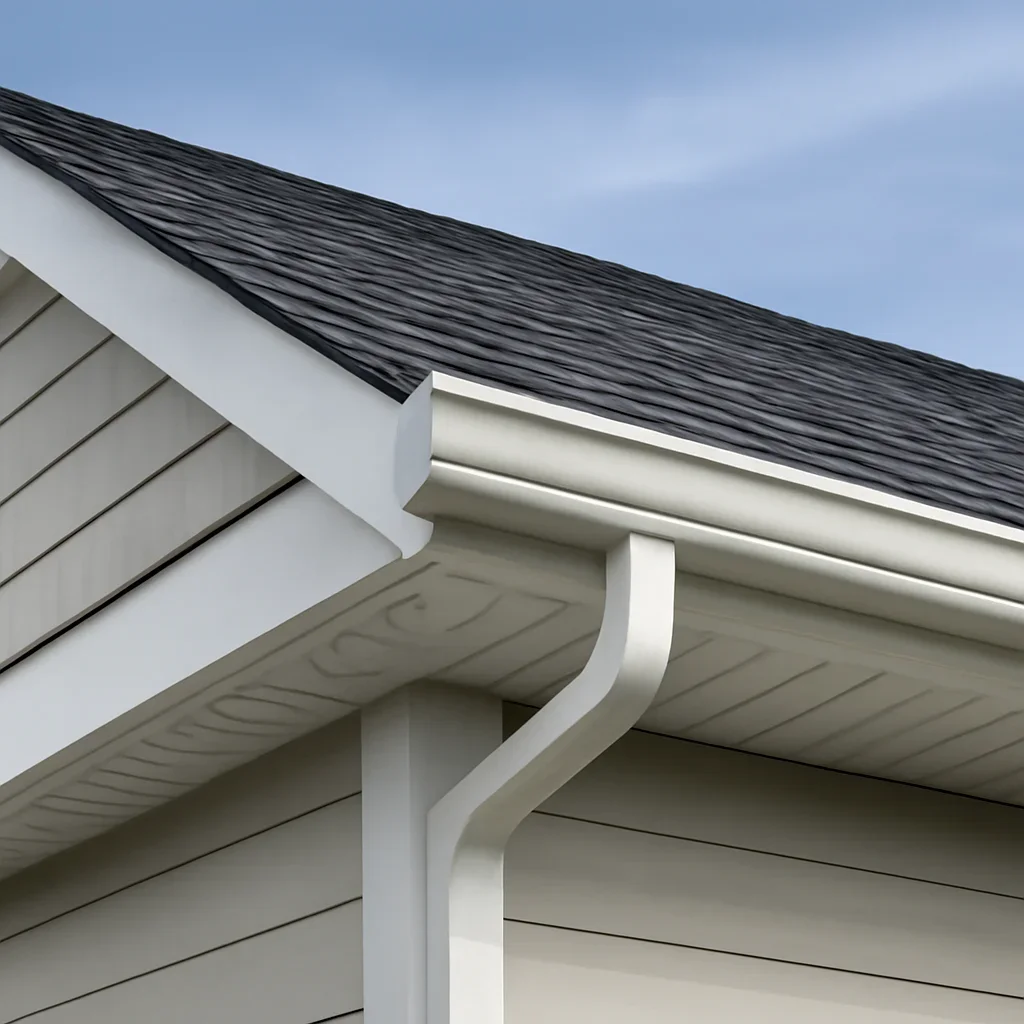 Completed roofing detail associated with soffit and fascia