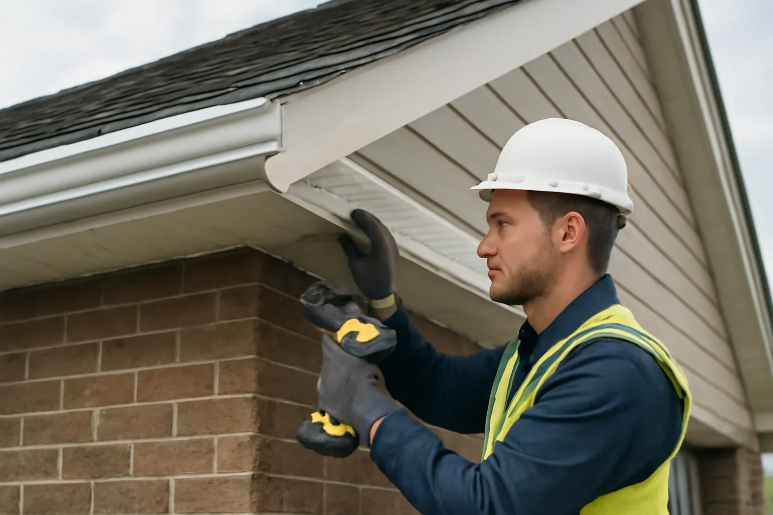 Professional roofing work related to soffit and fascia