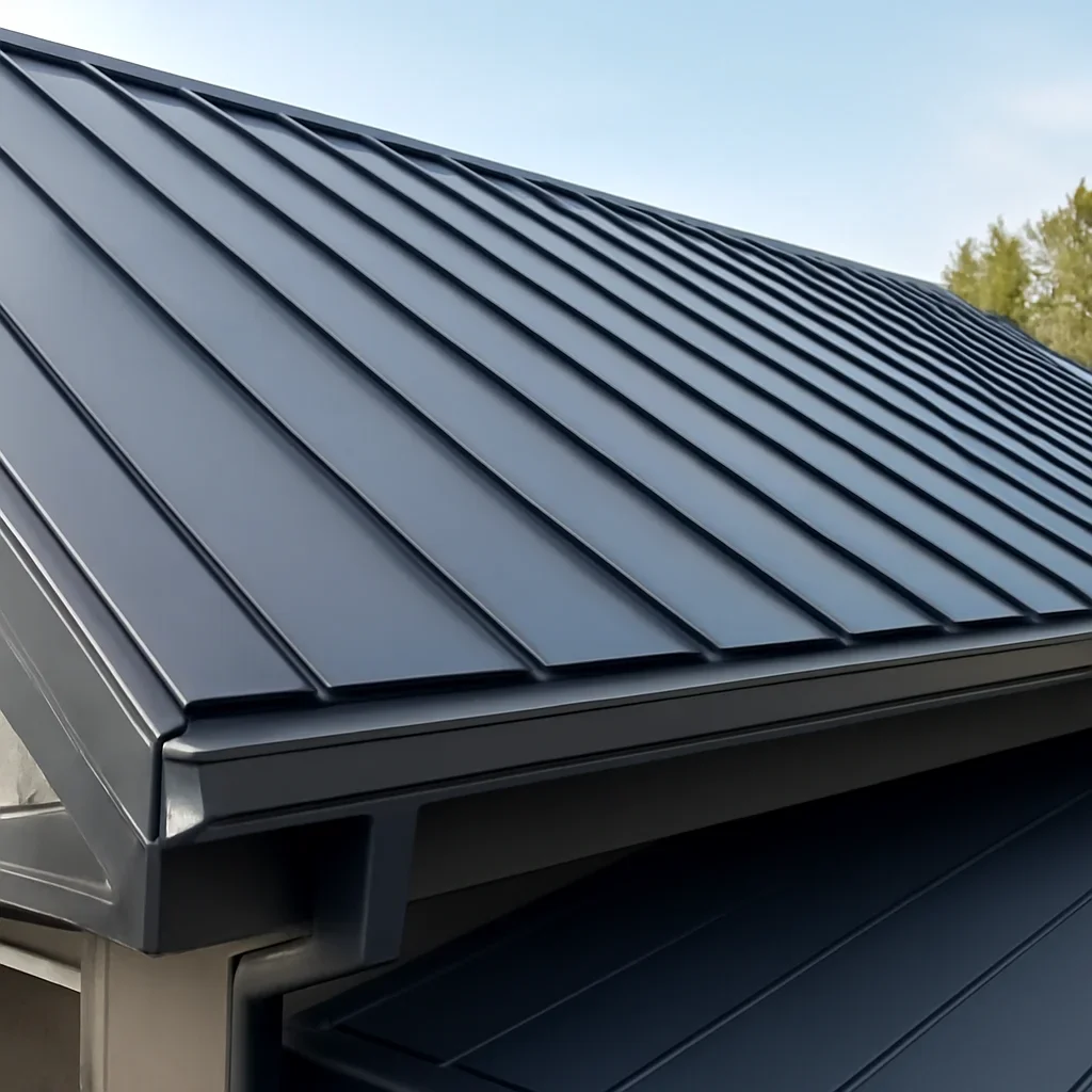 Completed roofing detail associated with standing-seam metal roof