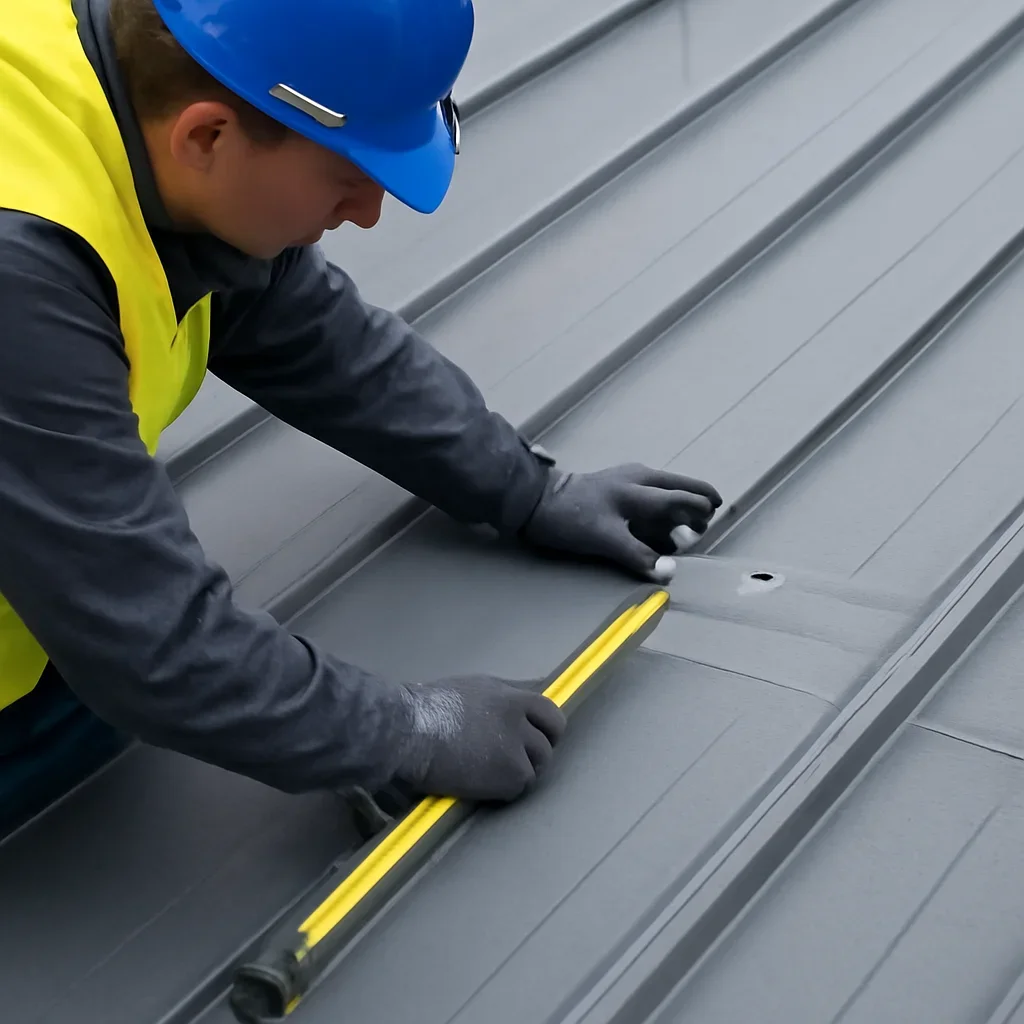 Close assessment of details connected to standing-seam metal roofing