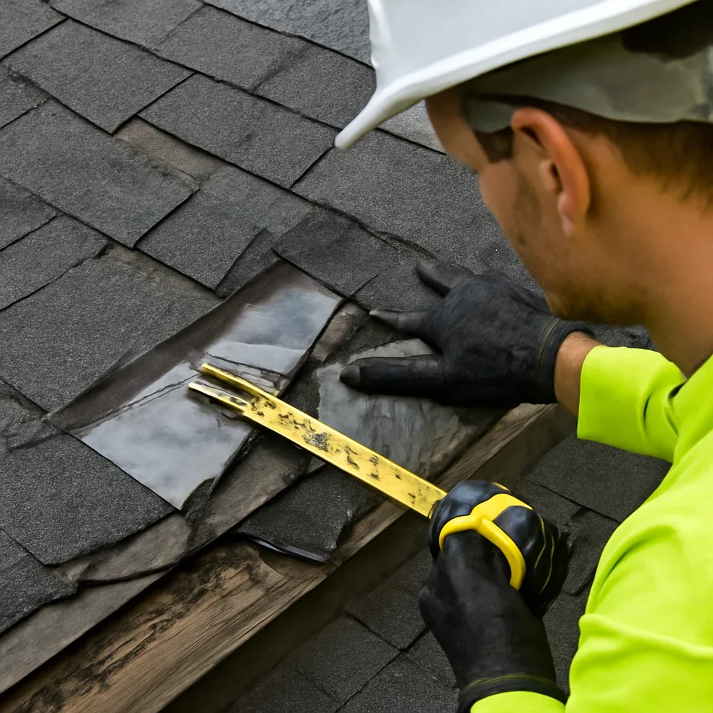 Close assessment of details connected to storm damage roof repair