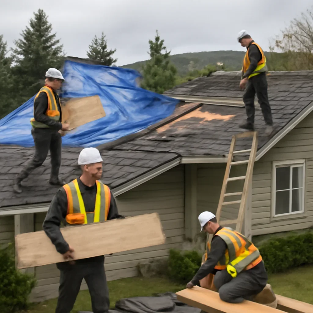 Organized work process for storm damage roof repair