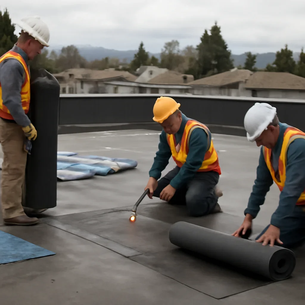Organized work process for torch-on roofing