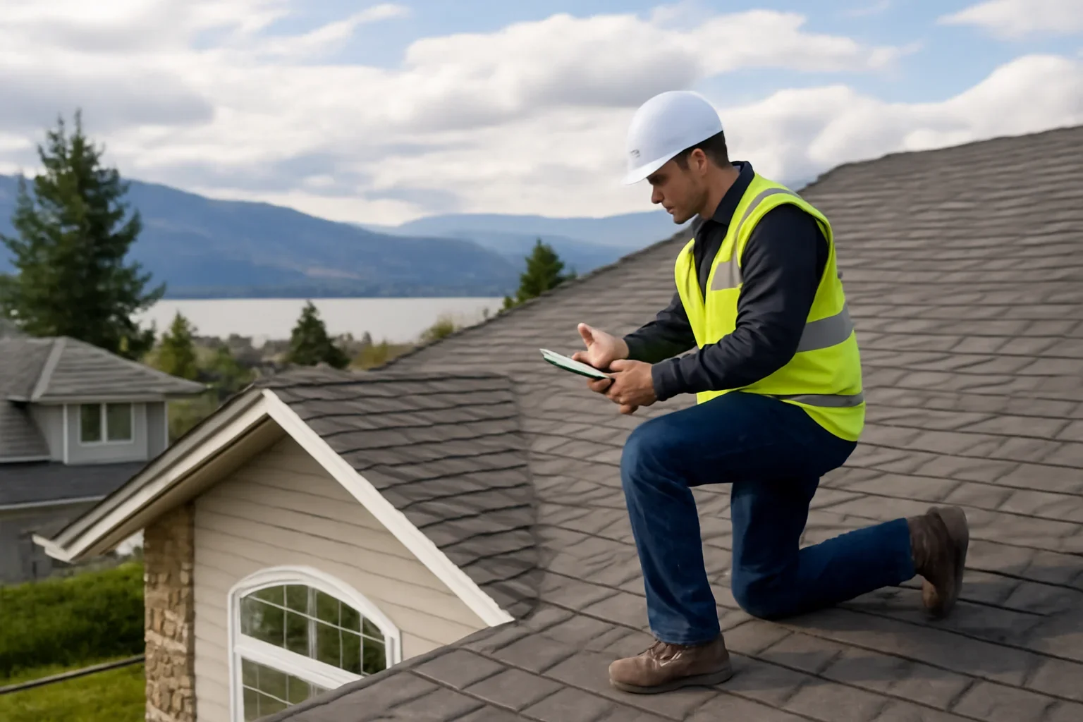 Roofing assessment at a West Kelowna property