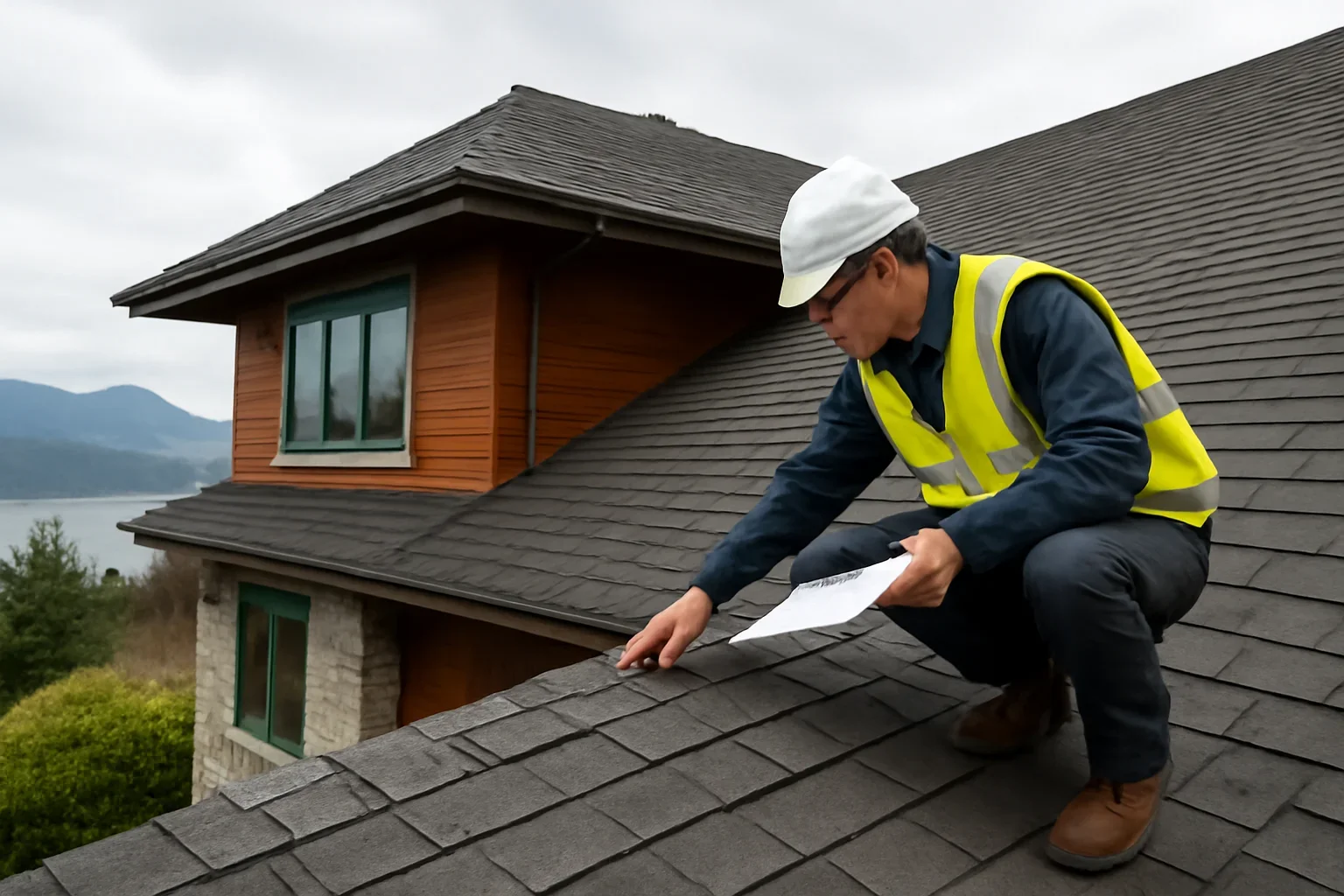 Roofing assessment at a West Vancouver property
